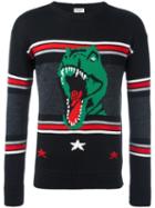 Saint Laurent T-rex Patterned Knit Jumper, Men's, Size: Xl, Black, Wool