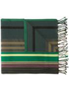Paul Smith Striped Scarf, Men's, Green, Silk/cotton