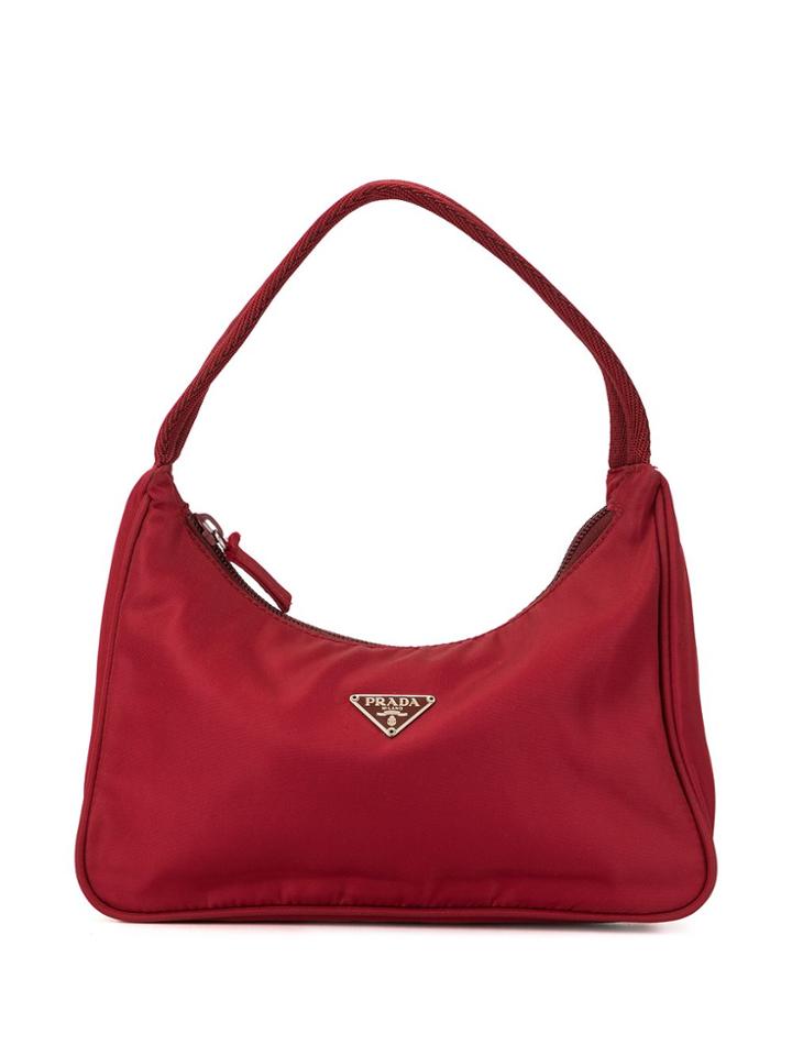 Prada Pre-owned Triangular Logo Plaque Shoulder Bag - Red