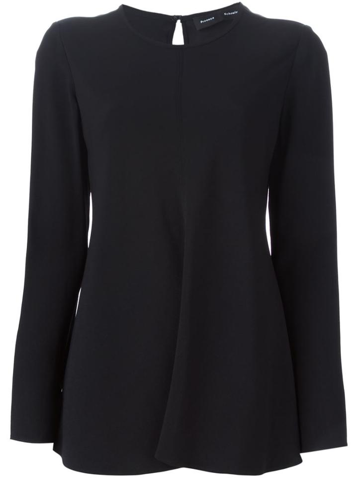 Proenza Schouler Flared Blouse, Women's, Size: S, Black, Acetate/viscose