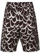 Marni Abstract Print Shorts, Men's, Size: 46, Brown, Cotton
