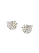 Susan Caplan Vintage 1960's Trifari Leaf Motif Clip On Earrings -