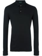 Zanone Longsleeved Polo Shirt, Men's, Size: 54, Black, Cotton