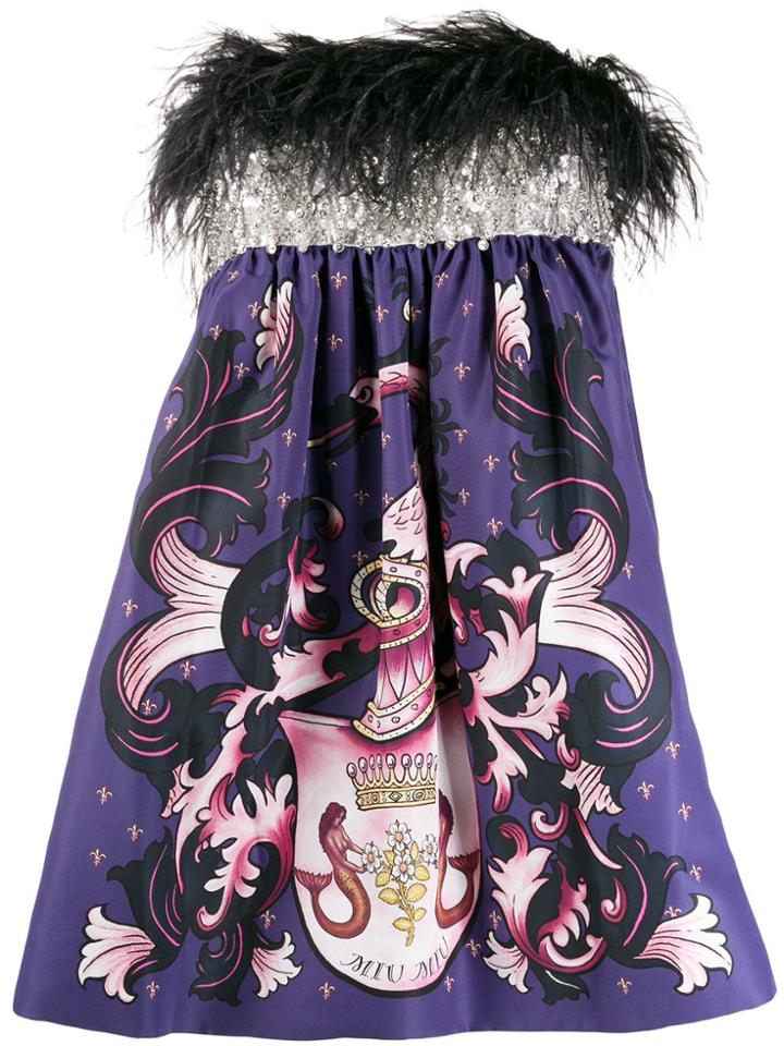 Miu Miu Miu Miu - Woman - Dress Piume - Blue