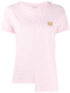 Loewe Embroidered Logo Asymmetric Hemline T-shirt - Pink