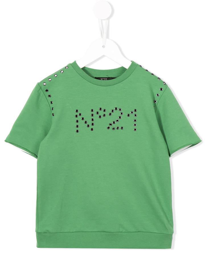 No21 Kids Eyelet Logo Top, Boy's, Size: 9 Yrs, Green