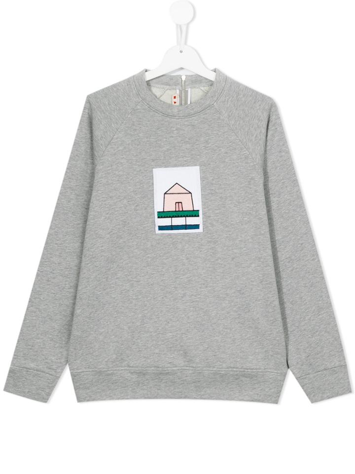 Marni Kids House Embroidered Patch Sweatshirt - Grey