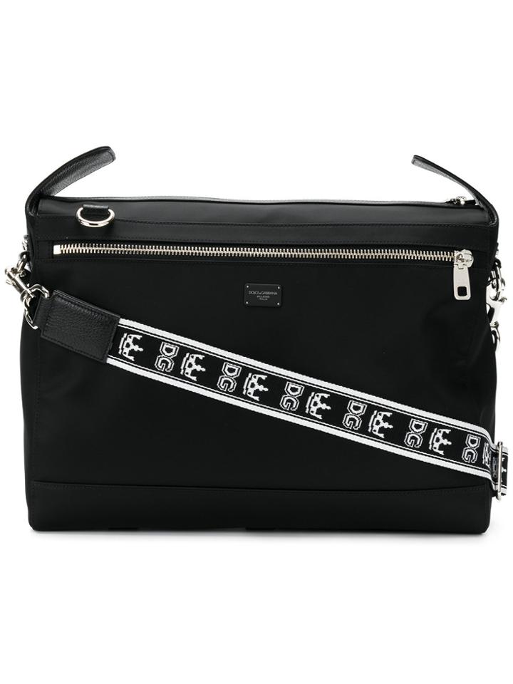 Dolce & Gabbana Branded Strap Messenger Bag - Black