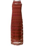 Twin-set - Lace Column Dress - Women - Silk/cotton - 44, Red, Silk/cotton