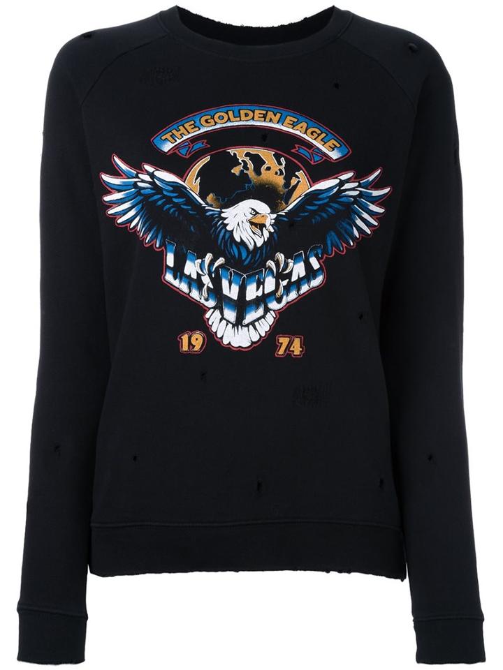 Zoe Karssen Distressed Effect Eagle Sweatshirt, Women's, Size: Medium, Black, Cotton