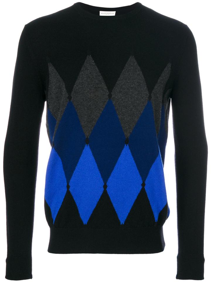 Ballantyne Diamond Knit Cashmere Jumper - Black