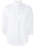 Xacus Crop Sleeve Button-up Shirt, Women's, Size: 48, White, Cotton/polyamide/spandex/elastane
