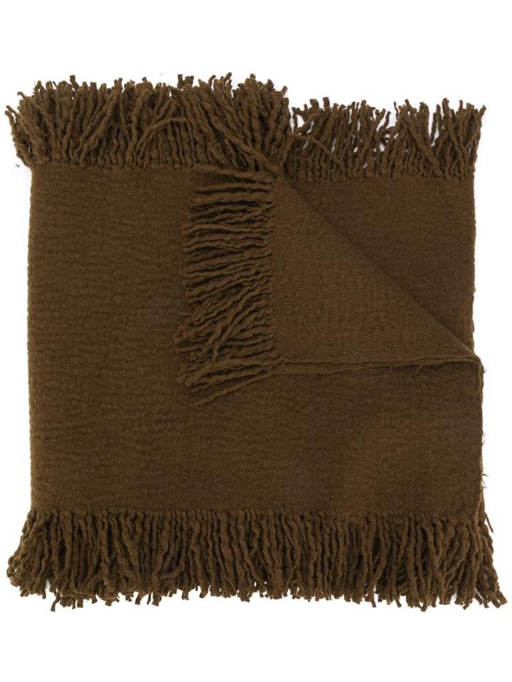 Uma Wang Fringed Wool Scarf - Brown