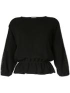 Ballsey Crochet Sleeve Jumper - Black