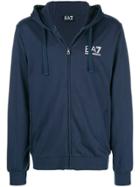 Ea7 Emporio Armani Logo Zipped Hoodie - Blue