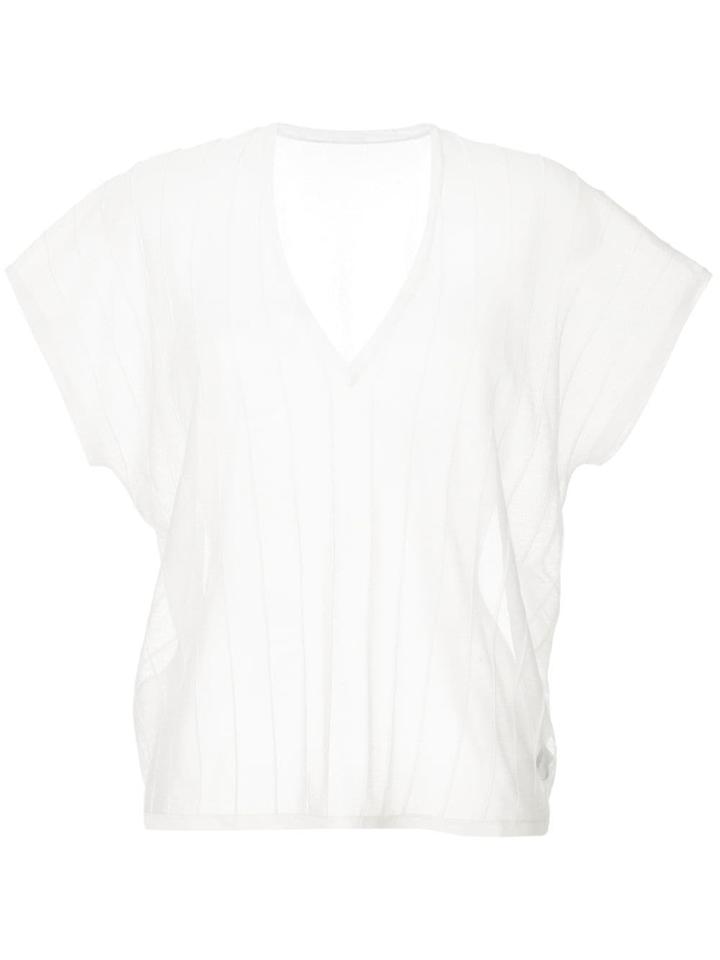 Jean Paul Knott Striped Sheer T-shirt - White