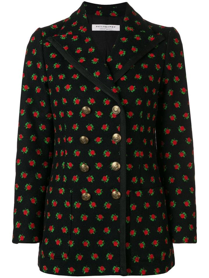 Philosophy Di Lorenzo Serafini Roses Print Blazer - Black