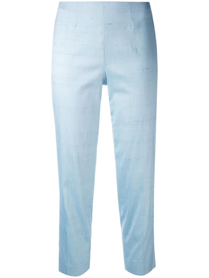Piazza Sempione - Slub Cropped Trousers - Women - Silk/polyamide/spandex/elastane - 42, Blue, Silk/polyamide/spandex/elastane