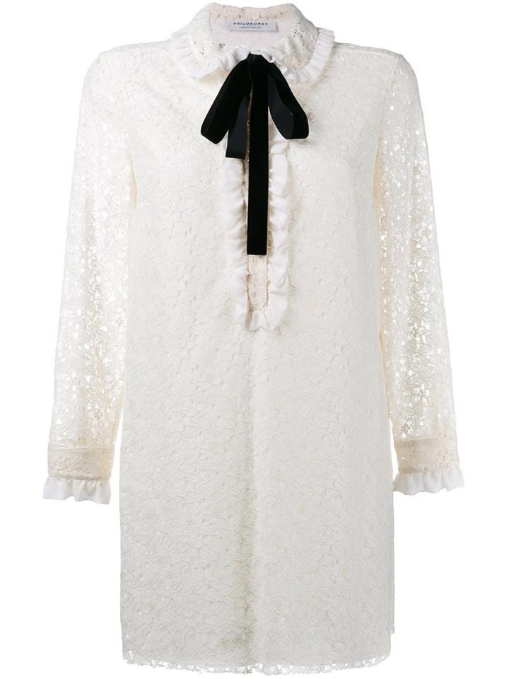 Philosophy Di Lorenzo Serafini Longsleeved Lace Dress, Women's, Size: 44, Nude/neutrals, Cotton/polyamide/polyester