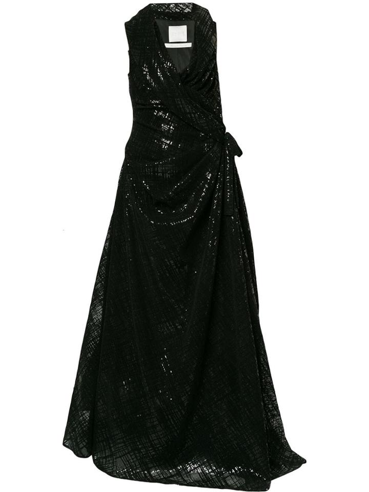 Ingie Paris Shimmer Side Knot Gown - Black