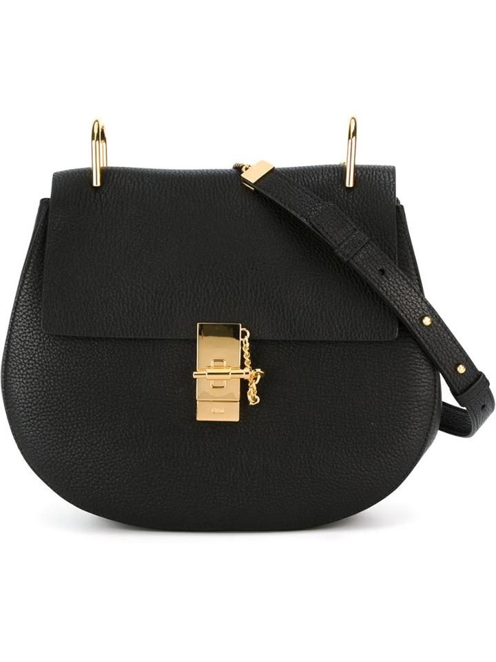 Chloé Drew Shoulder Bag, Women's, Black, Leather