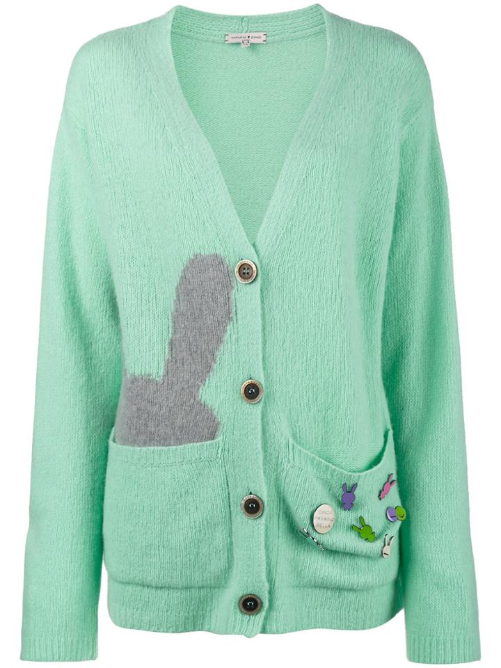 Natasha Zinko Bunny Intarsia Oversized Cardigan - Blue