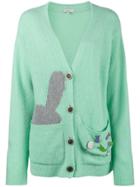 Natasha Zinko Bunny Intarsia Oversized Cardigan - Blue