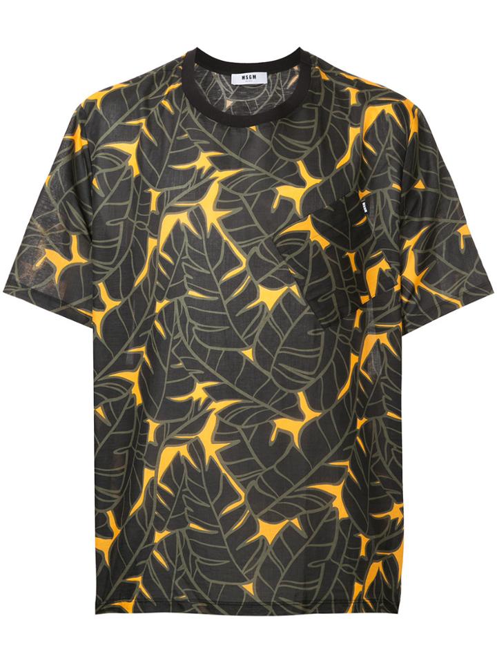 Msgm Leaf Print T-shirt - Multicolour