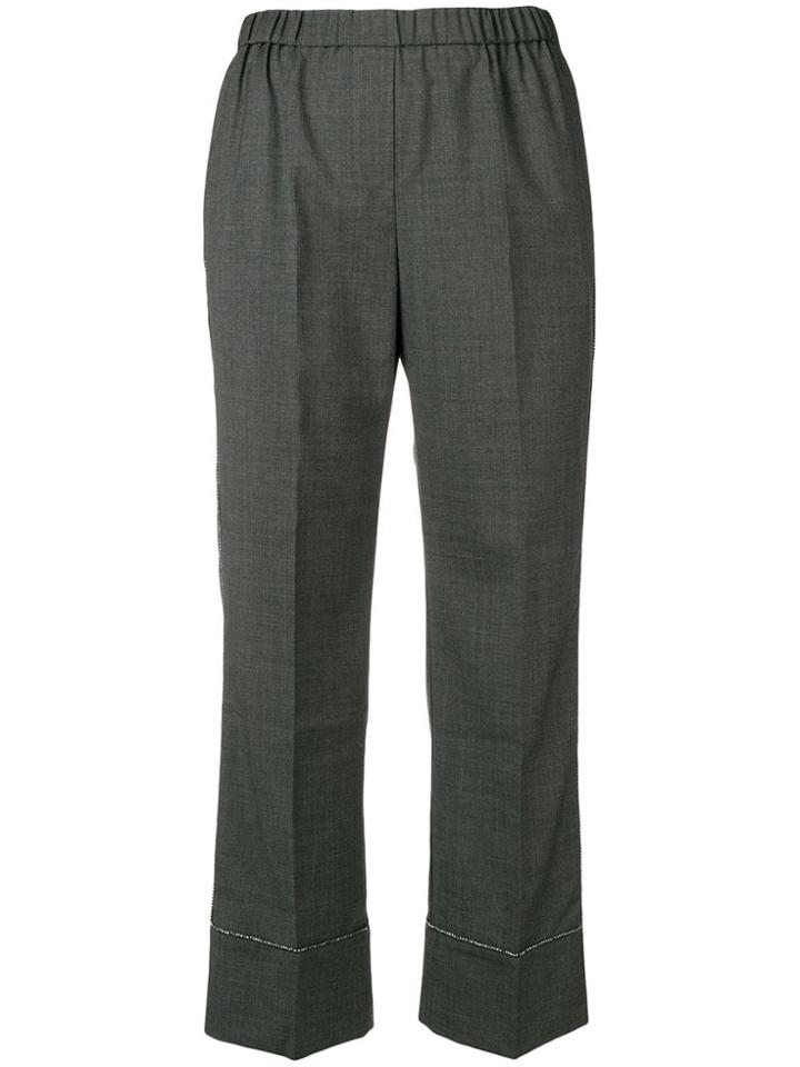 No21 Embellished Cropped Trousers - Grey