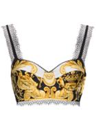 Versace Lace Trim Patterned Bra - Yellow & Orange