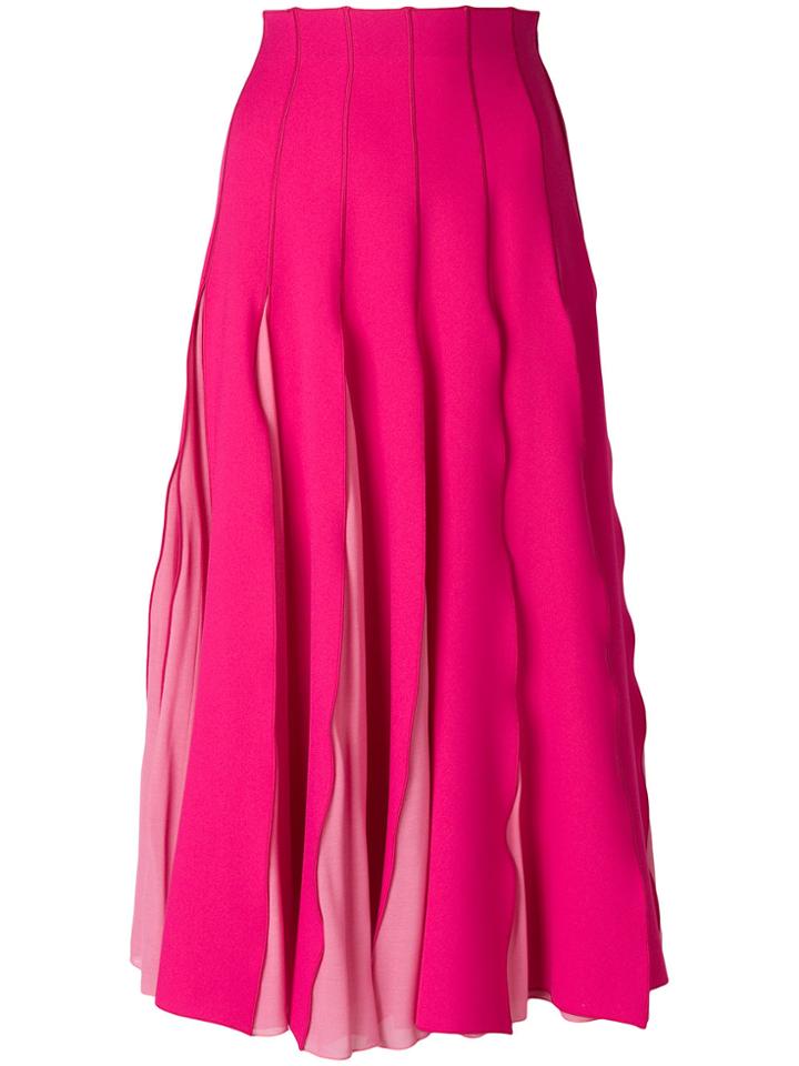 Capucci Pleated Midi Skirt - Pink & Purple