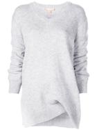 Michael Kors Collection Knit Gathered V-neck Jumper - Grey