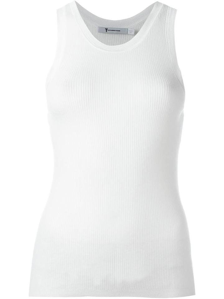 T By Alexander Wang Ribbed Tank Top, Women's, Size: Small, White, Viscose/nylon/wool/silk