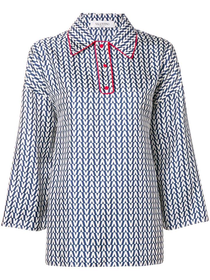 Valentino Optical V Blouse - Blue