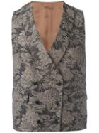 Gabriele Pasini Floral Embroidered Waistcoat, Men's, Size: 48, Brown, Cotton/spandex/elastane/viscose/cupro