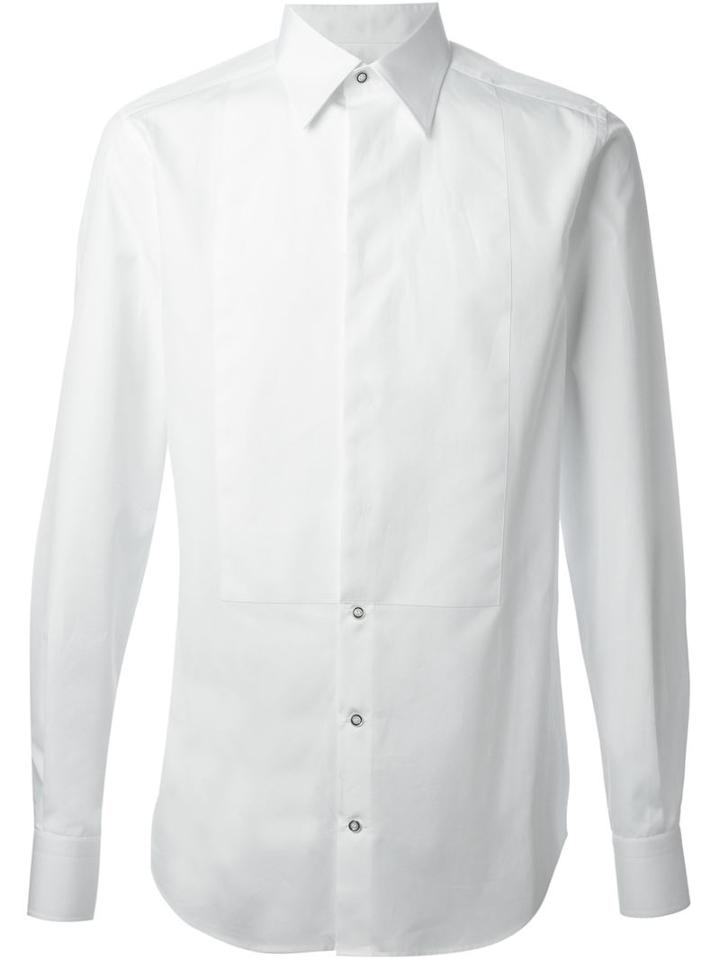Dolce & Gabbana Bib Shirt, Men's, Size: 43, White, Cotton