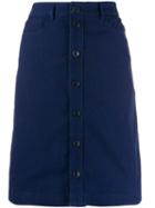 A.p.c. Button-through A-line Skirt - Blue