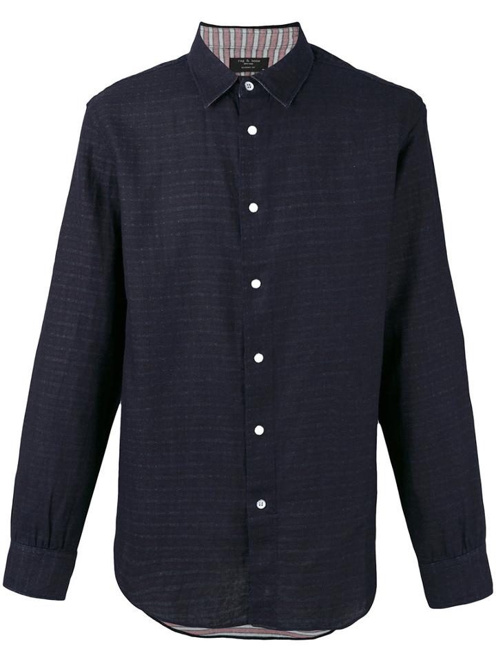 Rag & Bone - Horizontal Striped Shirt - Men - Cotton - L, Blue, Cotton
