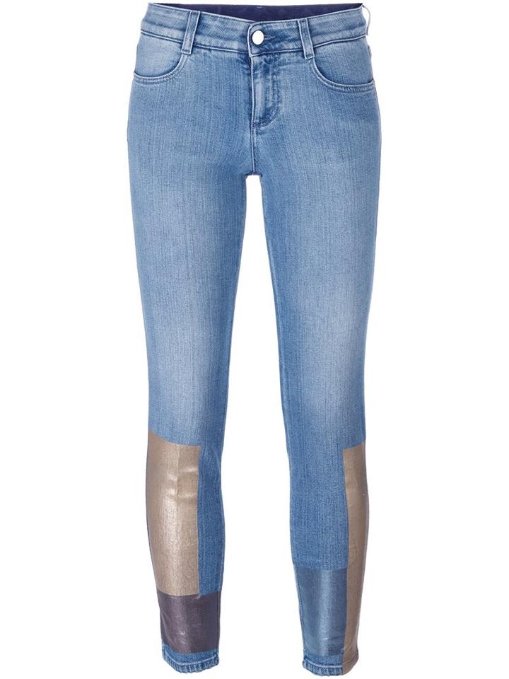 Stella Mccartney Skinny 'boyfriend' Trimmed Jeans, Women's, Size: 26, Blue, Cotton/spandex/elastane/aluminium