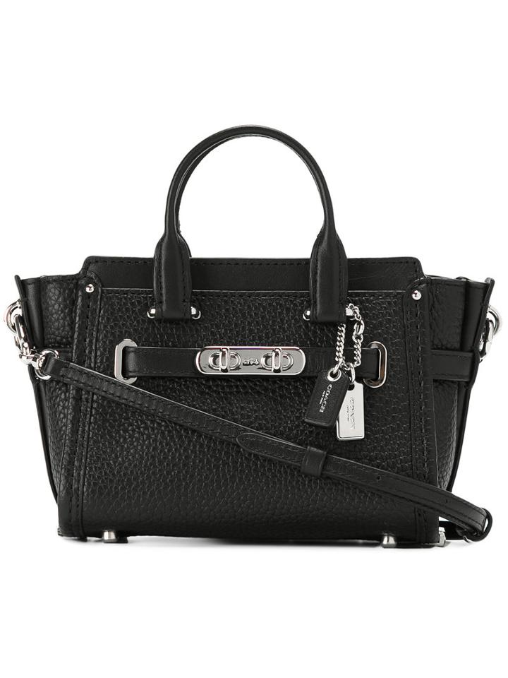Coach Double Handle Tote Bag, Women's, Black, Leather