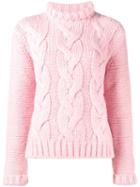 Ganni Cable Knit Jumper, Women's, Size: Medium, Pink/purple, Alpaca/polyamide/merino
