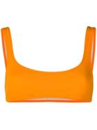 Solid & Striped U-neck Bikini Top - Orange