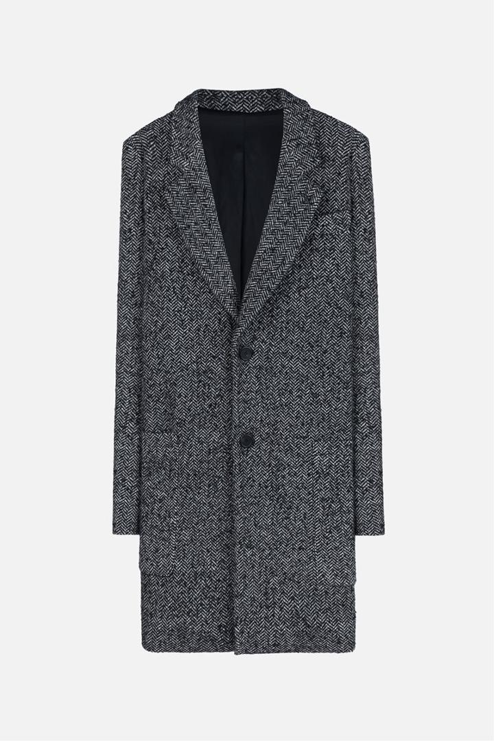 Ami Alexandre Mattiussi Herringbone Notched Lapel Coat