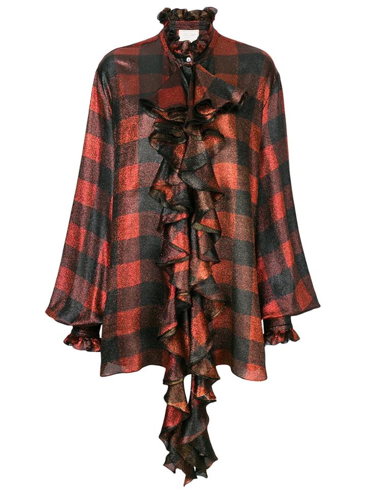 Redemption Checked Ruffle Blouse