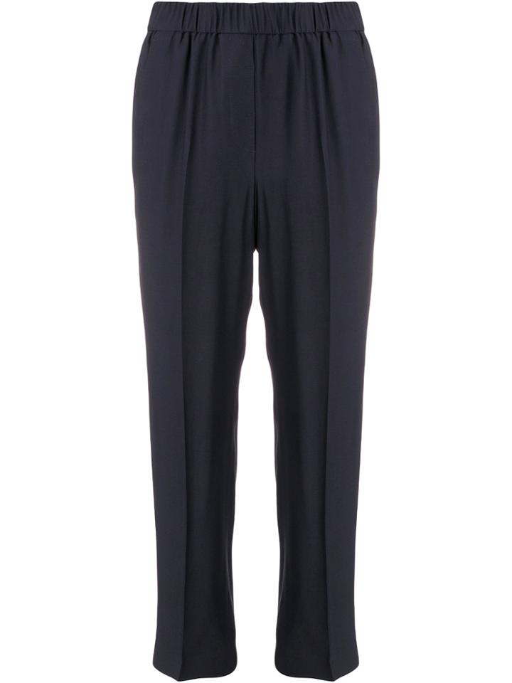 Peserico Slim Fit Cropped Trousers - Blue