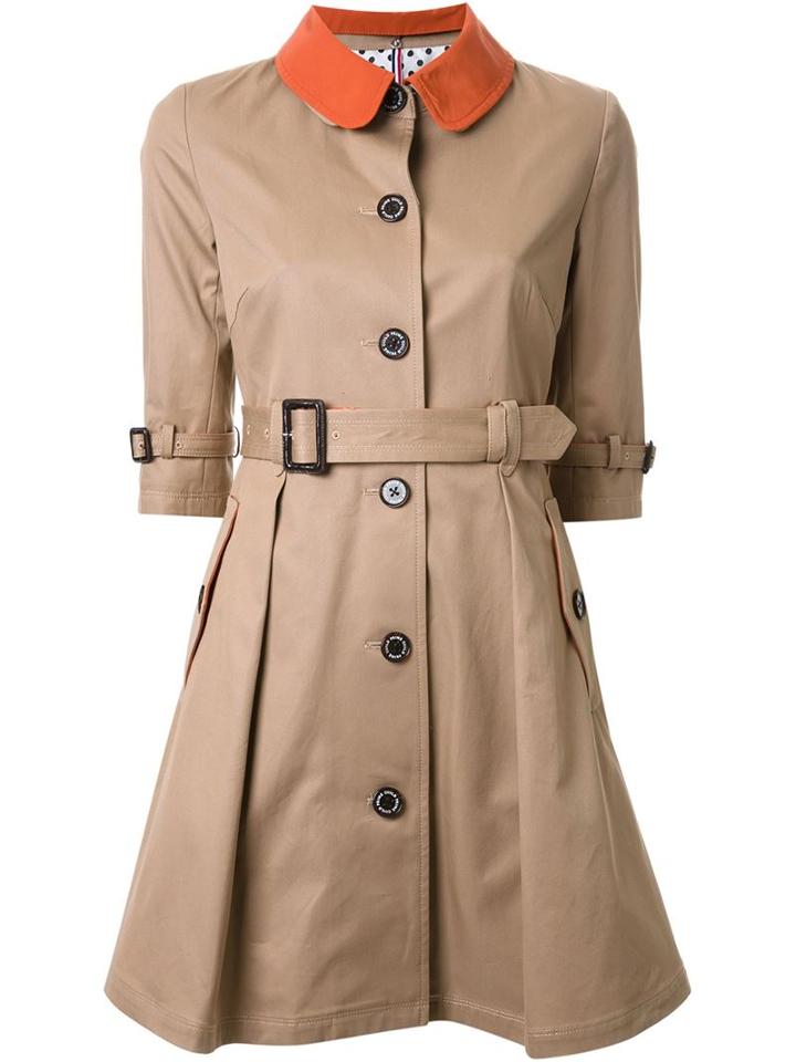 Guild Prime Half Sleeve Flared Trench Coat, Women's, Size: 36, Brown, Polyester/cotton
