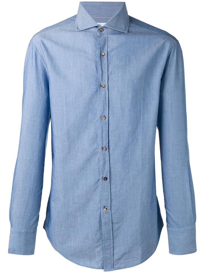 Brunello Cucinelli Classic Shirt, Men's, Size: Large, Blue, Cotton