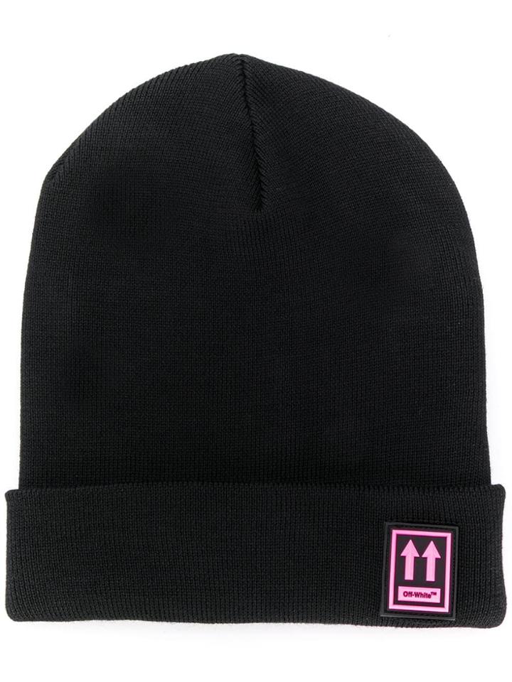 Off-white Knitted Logo Beanie Hat - Black