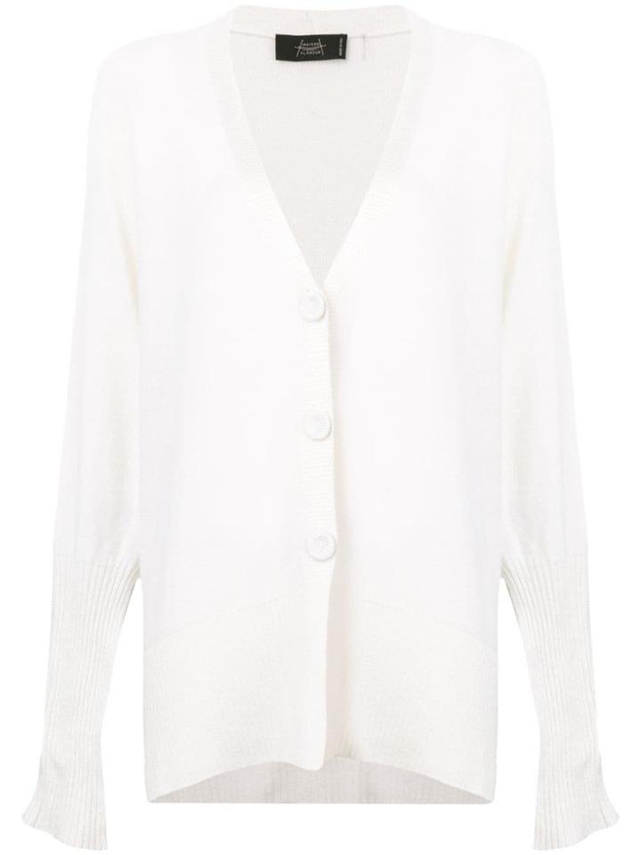 Maison Flaneur Long-sleeve Fitted Cardigan - White