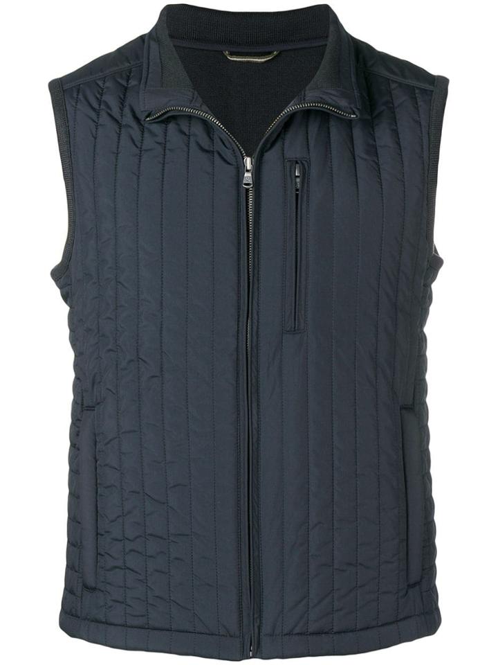 Hackett Zip Quilted Gilet - Blue